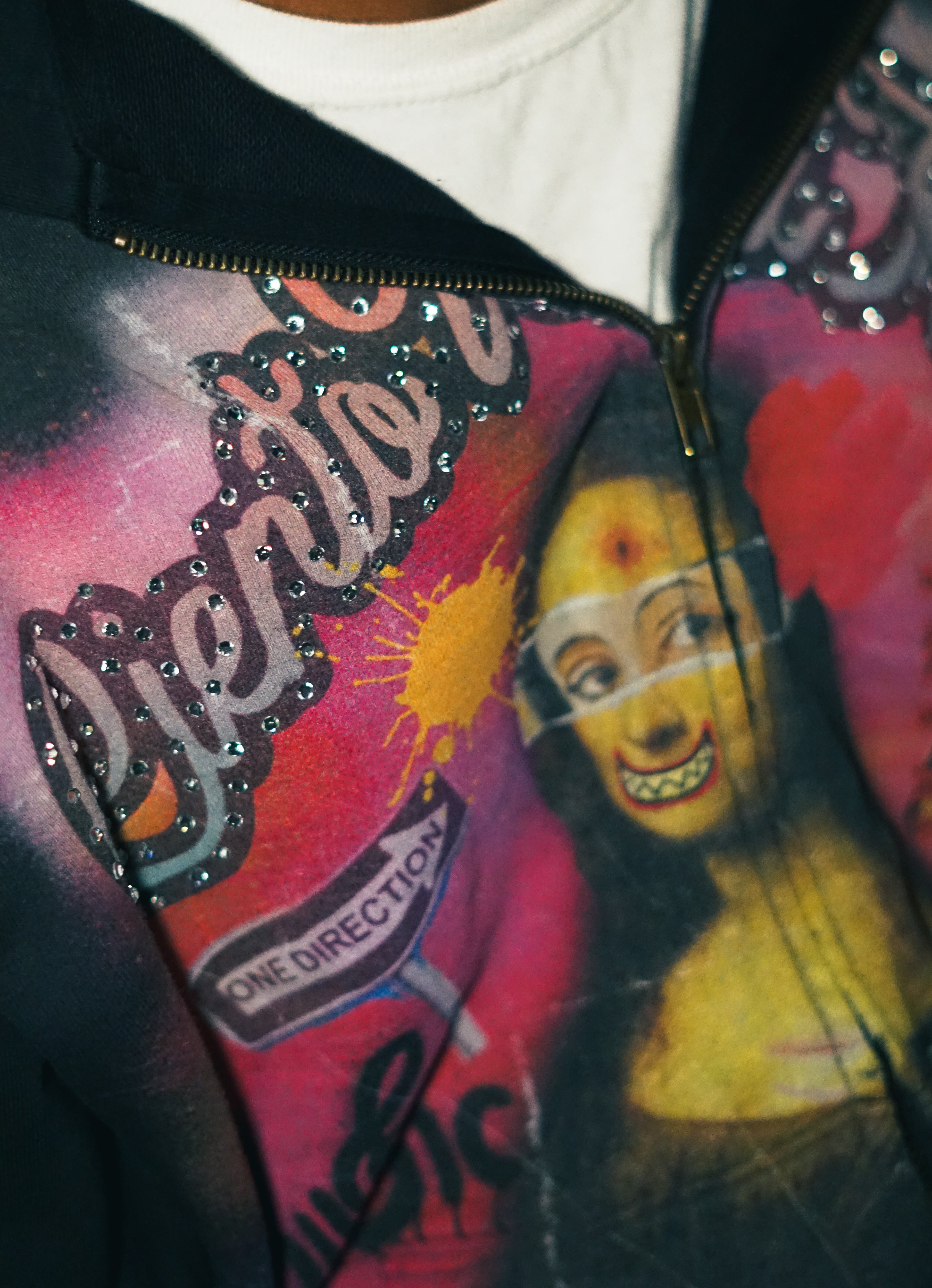 Vintage double zip up black hoodie