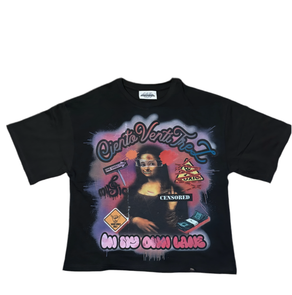 Boxy fit cropped black tee