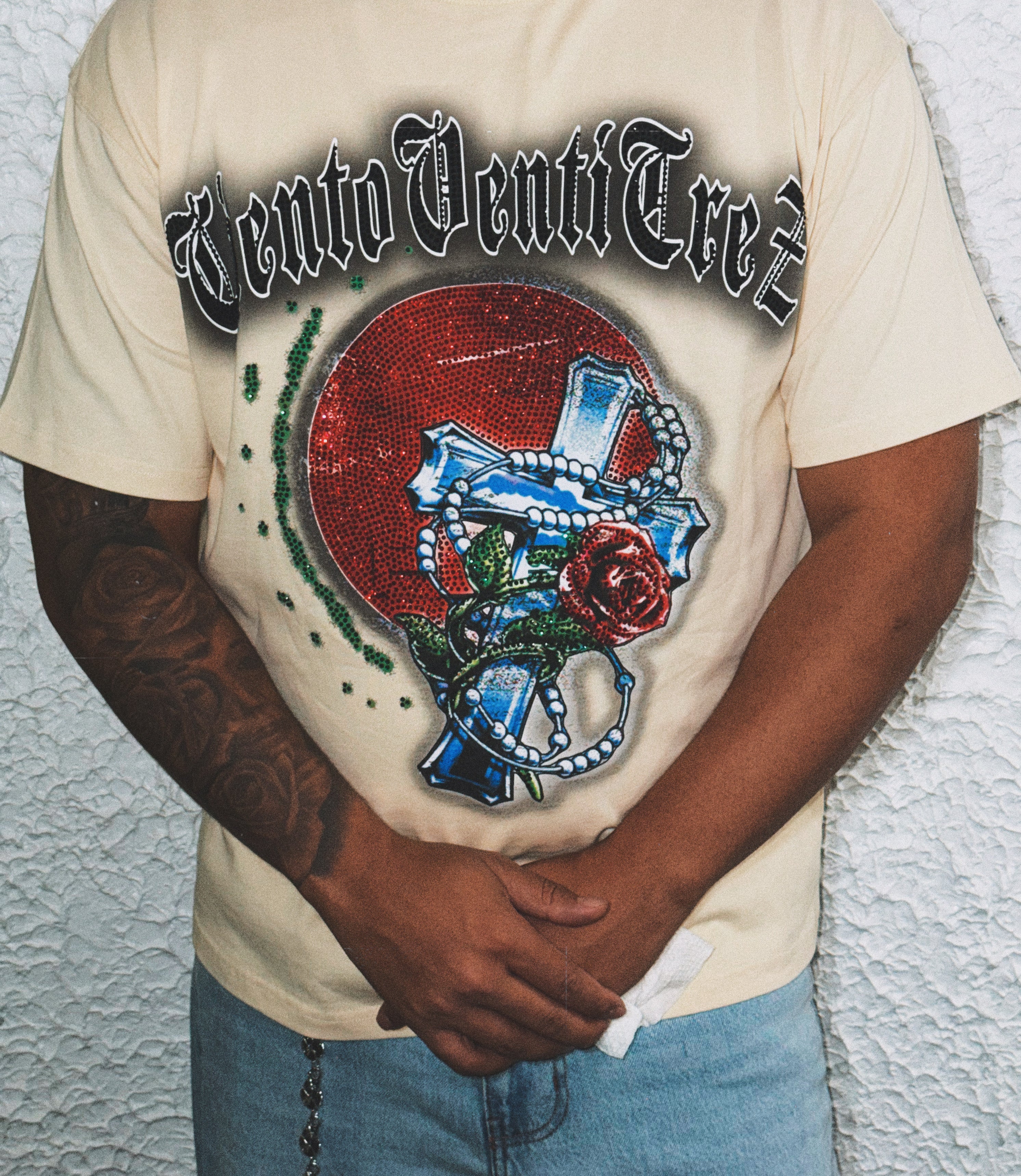 Creamy white rhinestones Shirt