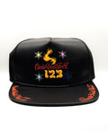 Black Satin strapback cap